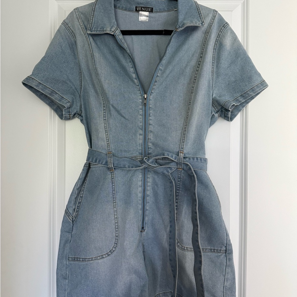 VENUS Light Blue Denim Jumpsuit